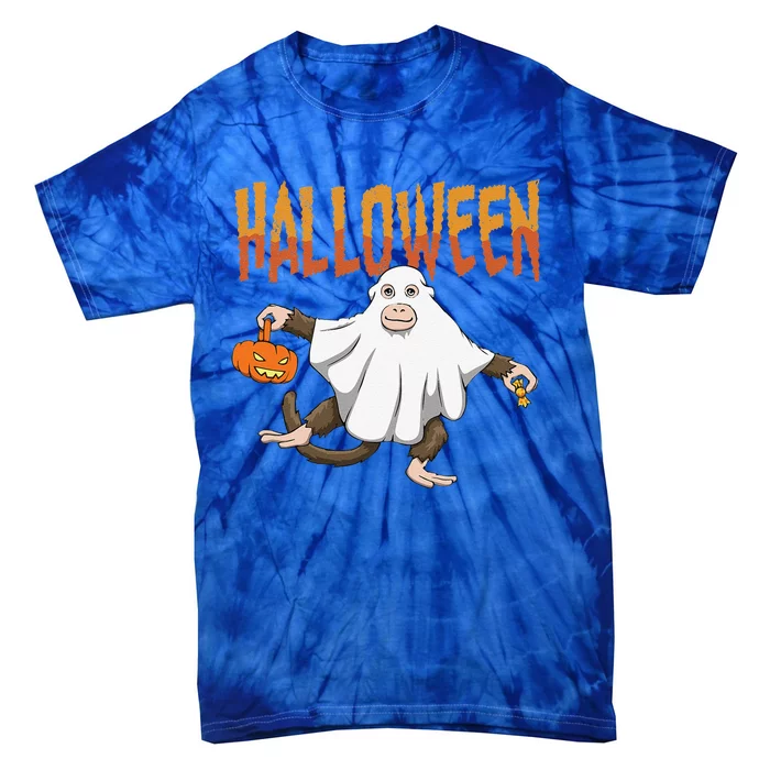 Halloween Monkey Ghost Pumpkin Sasquatch Lover Vintage Fun Tie-Dye T-Shirt