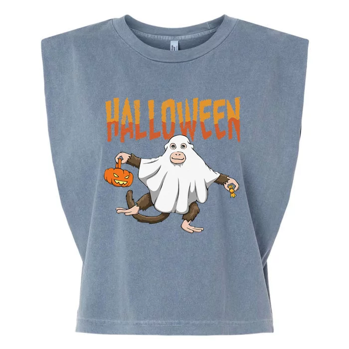 Halloween Monkey Ghost Pumpkin Sasquatch Lover Vintage Fun Garment-Dyed Women's Muscle Tee