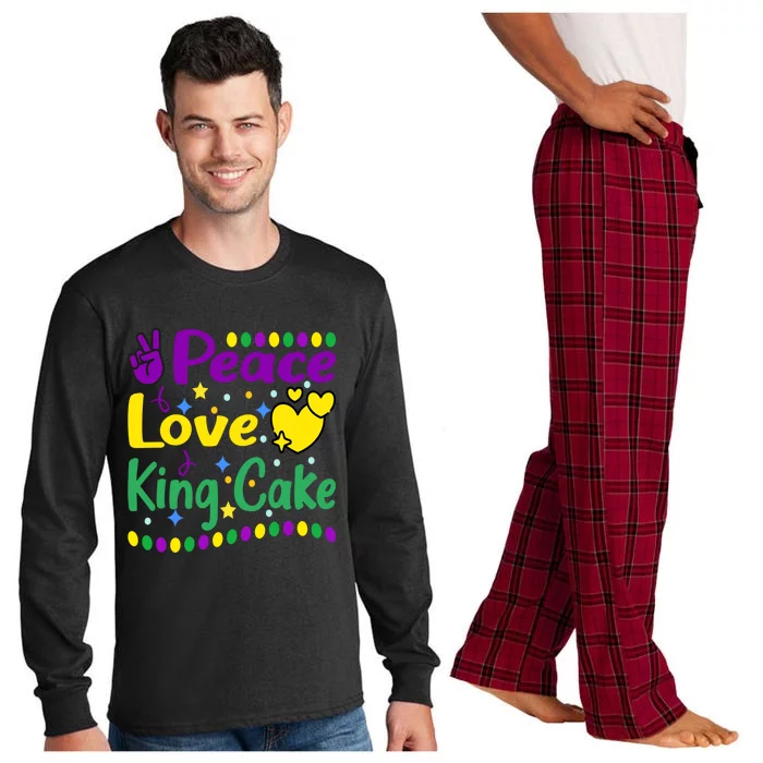 Happy Mardi Gras King Cake Peace Love Gift Long Sleeve Pajama Set