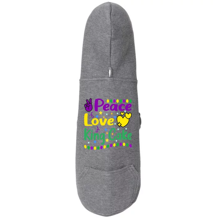 Happy Mardi Gras King Cake Peace Love Gift Doggie 3-End Fleece Hoodie