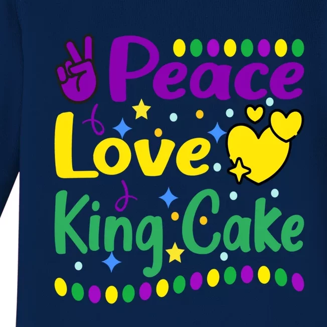 Happy Mardi Gras King Cake Peace Love Gift Baby Long Sleeve Bodysuit