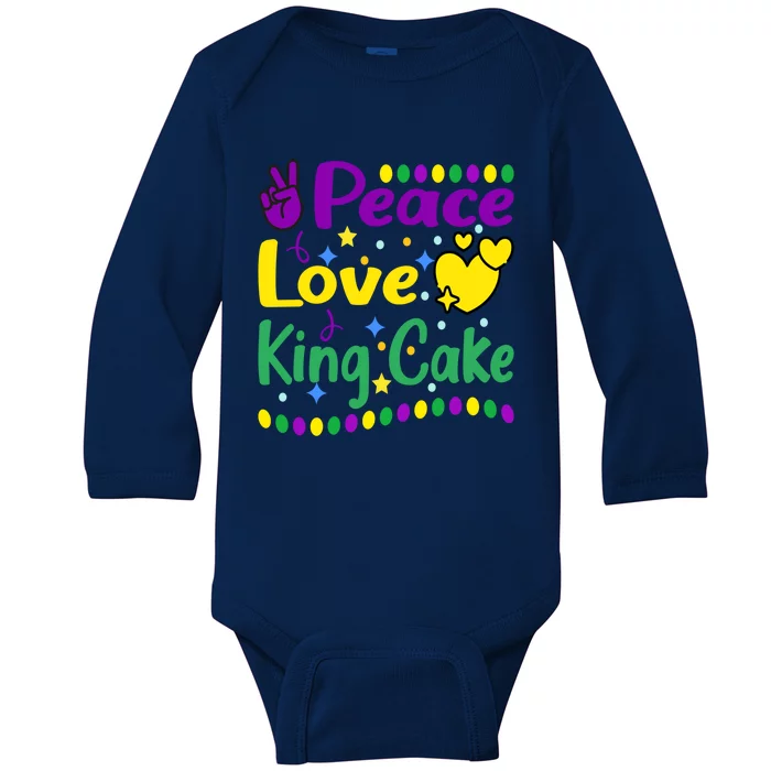 Happy Mardi Gras King Cake Peace Love Gift Baby Long Sleeve Bodysuit