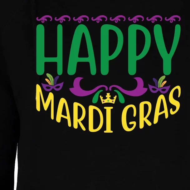 Happy Mardi Gras Womens Funnel Neck Pullover Hood