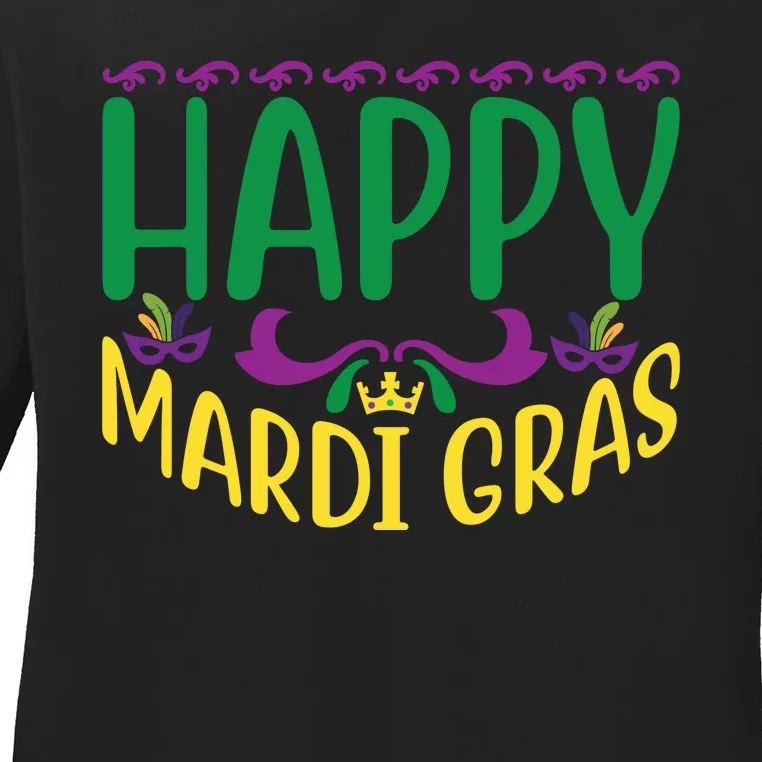 Happy Mardi Gras Ladies Long Sleeve Shirt