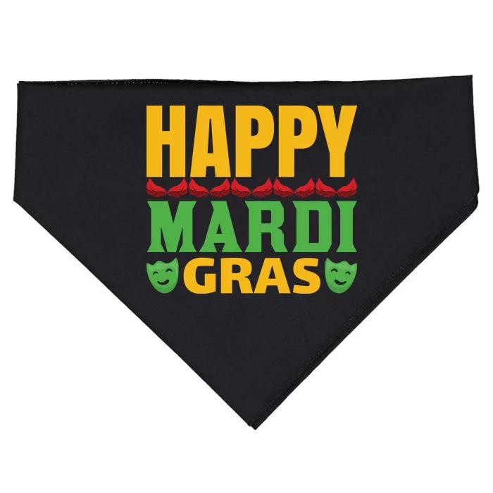 Happy Mardi Gras USA-Made Doggie Bandana