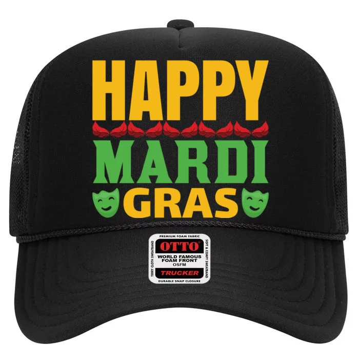 Happy Mardi Gras High Crown Mesh Trucker Hat