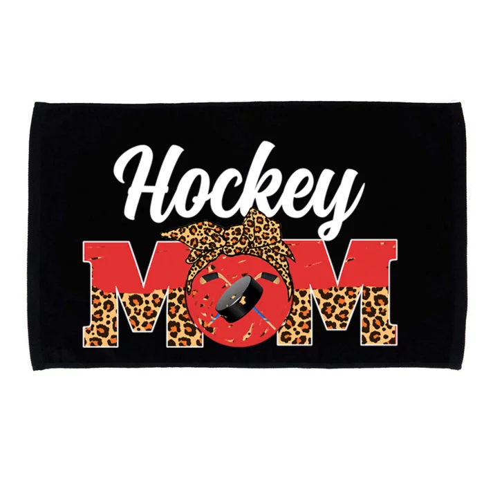 Hockey Mom Game Day Leopard Mothers Day Gift Microfiber Hand Towel