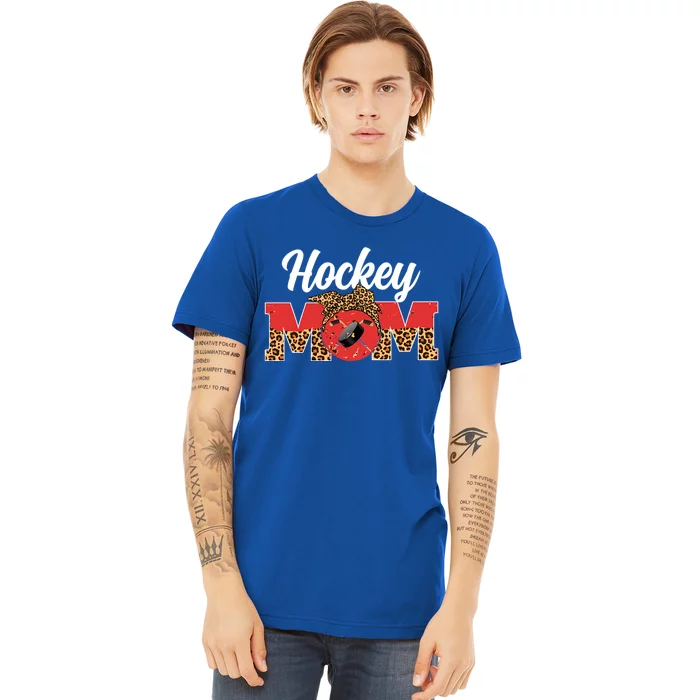 Hockey Mom Game Day Leopard Mothers Day Gift Premium T-Shirt