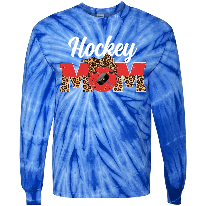 Hockey Mom Game Day Leopard Mothers Day Gift Tie-Dye Long Sleeve Shirt