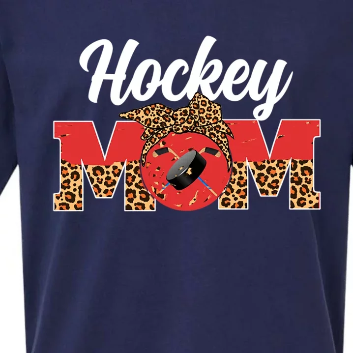 Hockey Mom Game Day Leopard Mothers Day Gift Sueded Cloud Jersey T-Shirt