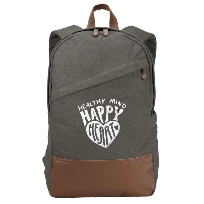 Healthy Mind Happy Heart Mental Health Cotton Canvas Backpack