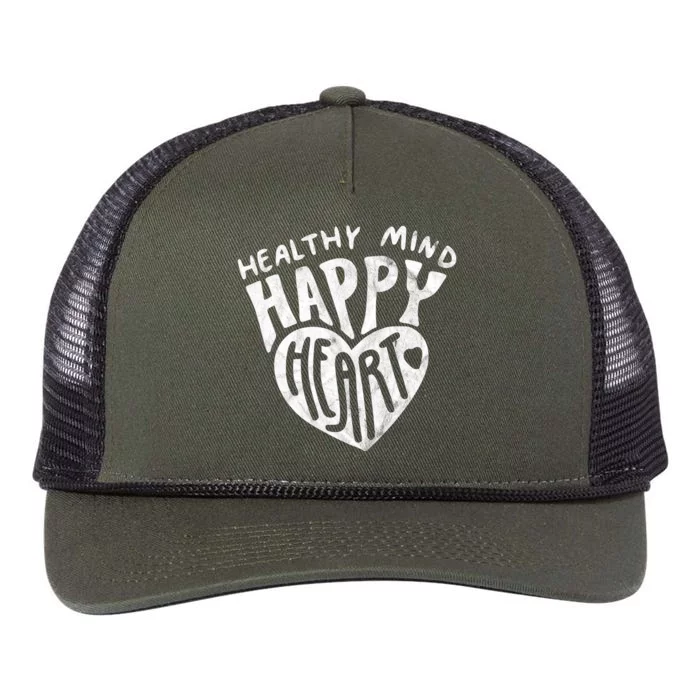 Healthy Mind Happy Heart Mental Health Retro Rope Trucker Hat Cap