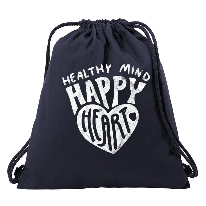 Healthy Mind Happy Heart Mental Health Drawstring Bag