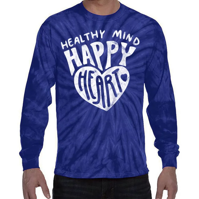 Healthy Mind Happy Heart Mental Health Tie-Dye Long Sleeve Shirt