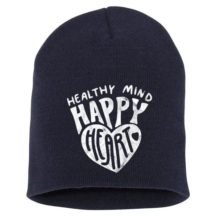 Healthy Mind Happy Heart Mental Health Short Acrylic Beanie