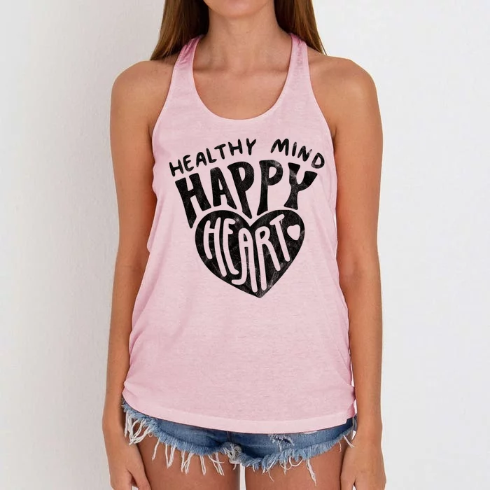 Healthy Mind Happy Heart Mental Health Women's Knotted Racerback Tank