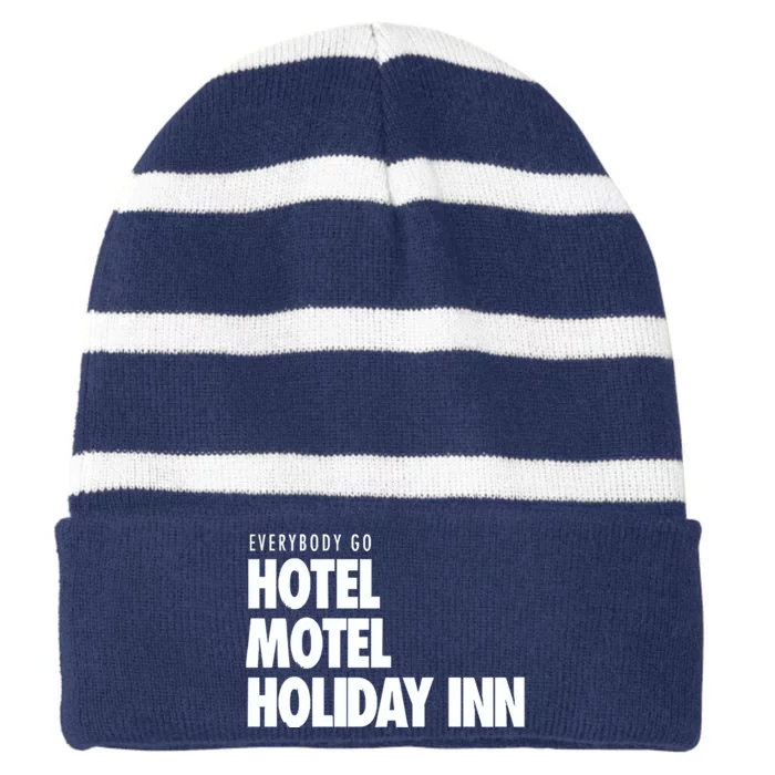 Hotel Motel Holiday Inn Striped Beanie with Solid Band