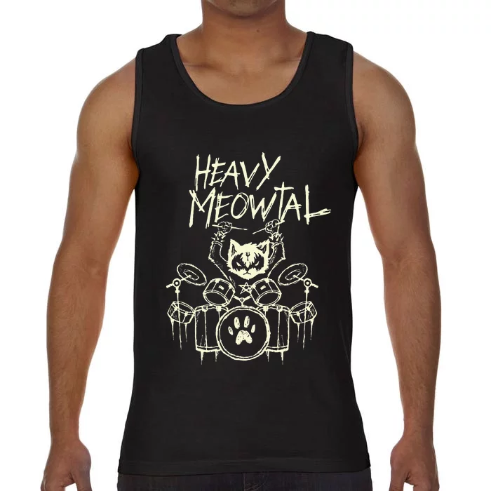 Heavy Metal Headbanger Gift Drummer Cat Playing Drum Meowtal Comfort Colors® Tank Top