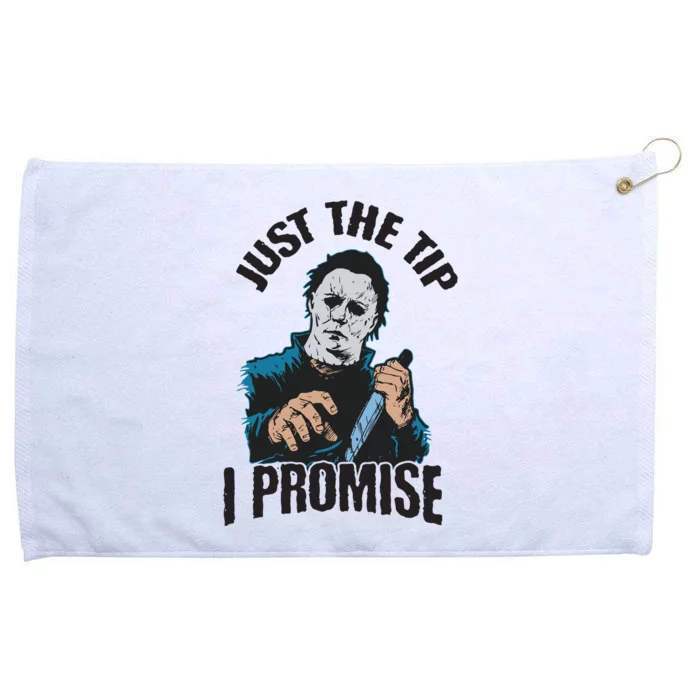 Horror Movie Halloween Just The Tip I Promise Knife Funny Grommeted Golf Towel