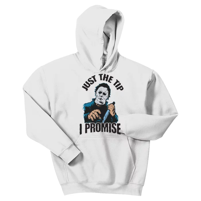 Horror Movie Halloween Just The Tip I Promise Knife Funny Kids Hoodie