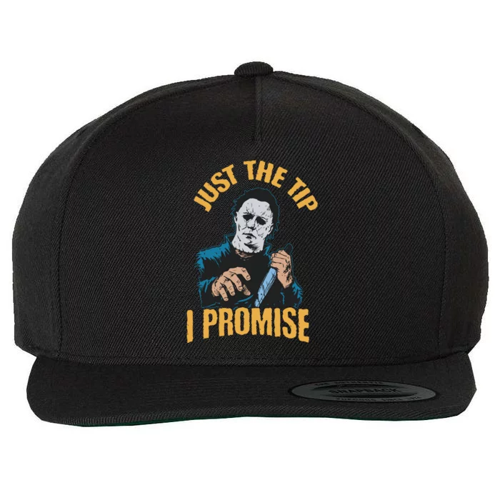 Horror Movie Halloween Just The Tip I Promise Knife Funny Wool Snapback Cap