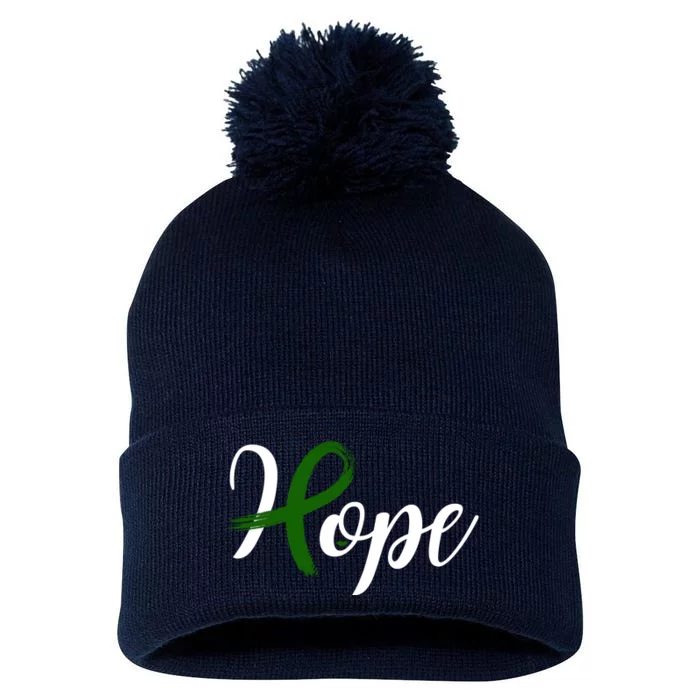 Hope Mental Health Awareness Ribbon Pom Pom 12in Knit Beanie