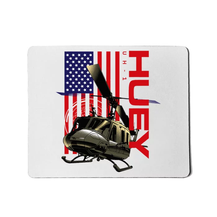 Huey Military Helicopter Airplane American Flag Mousepad