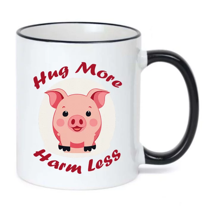 Hug More Harm Less Cute Pig Black Color Changing Mug