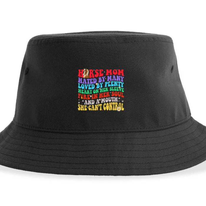 Horse Mom Hated By Many Loved By Plenty Retro Groovy Mommy Sustainable Bucket Hat