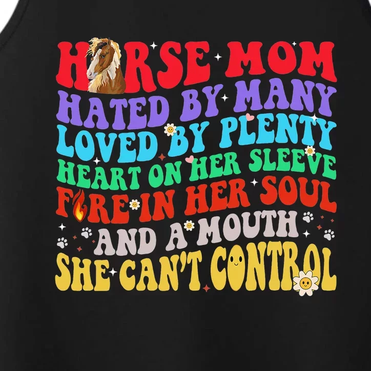 Horse Mom Hated By Many Loved By Plenty Retro Groovy Mommy Performance Tank