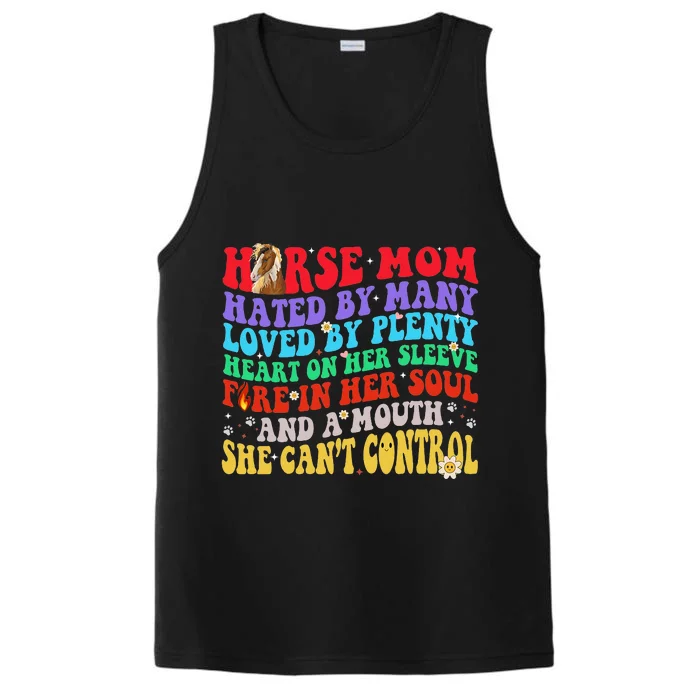 Horse Mom Hated By Many Loved By Plenty Retro Groovy Mommy Performance Tank