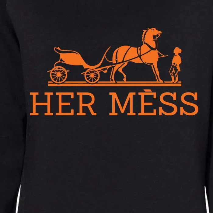 Her Mess Horse Carriage Funny Womens California Wash Sweatshirt