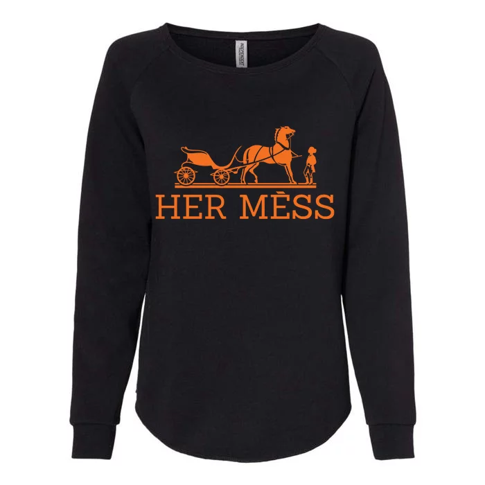 Her Mess Horse Carriage Funny Womens California Wash Sweatshirt