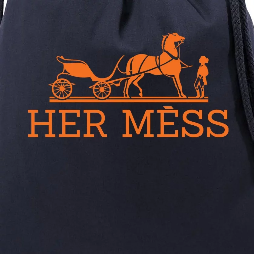 Her Mess Horse Carriage Funny Drawstring Bag