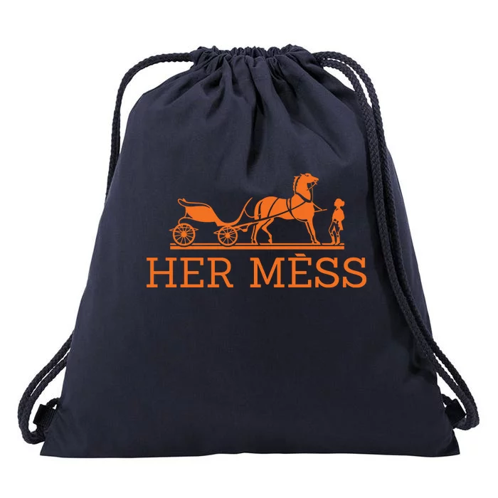 Her Mess Horse Carriage Funny Drawstring Bag