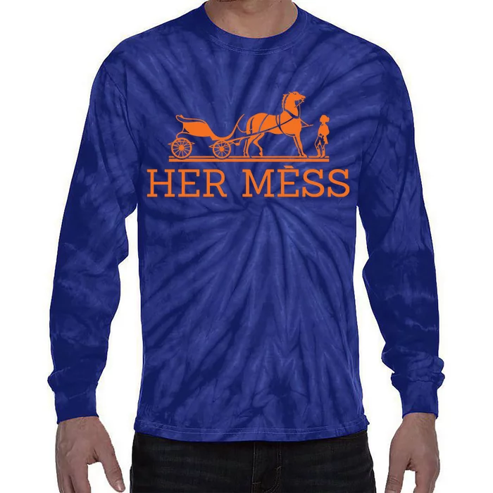 Her Mess Horse Carriage Funny Tie-Dye Long Sleeve Shirt