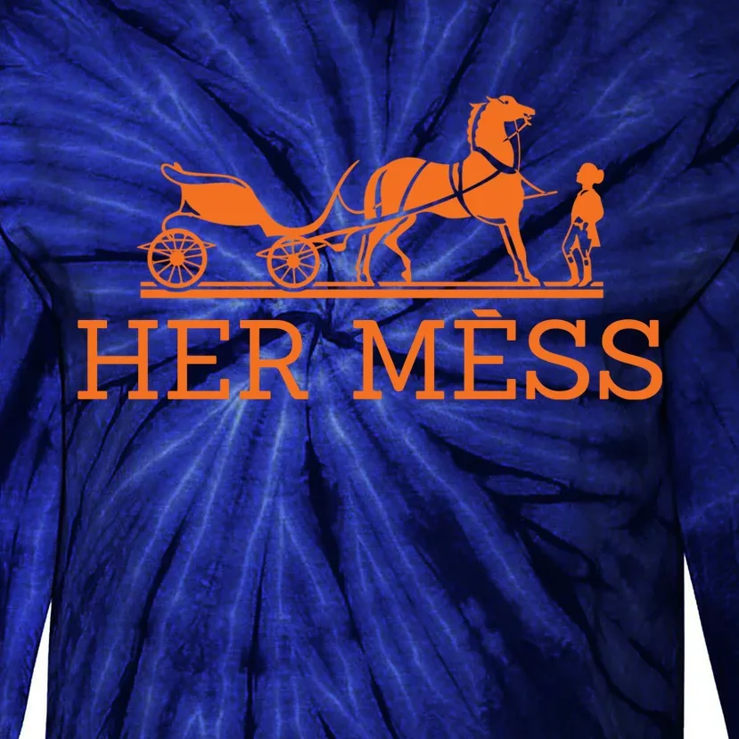 Her Mess Horse Carriage Funny Tie-Dye Long Sleeve Shirt