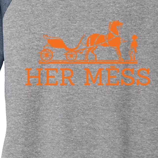 Her Mess Horse Carriage Funny Women's Tri-Blend 3/4-Sleeve Raglan Shirt