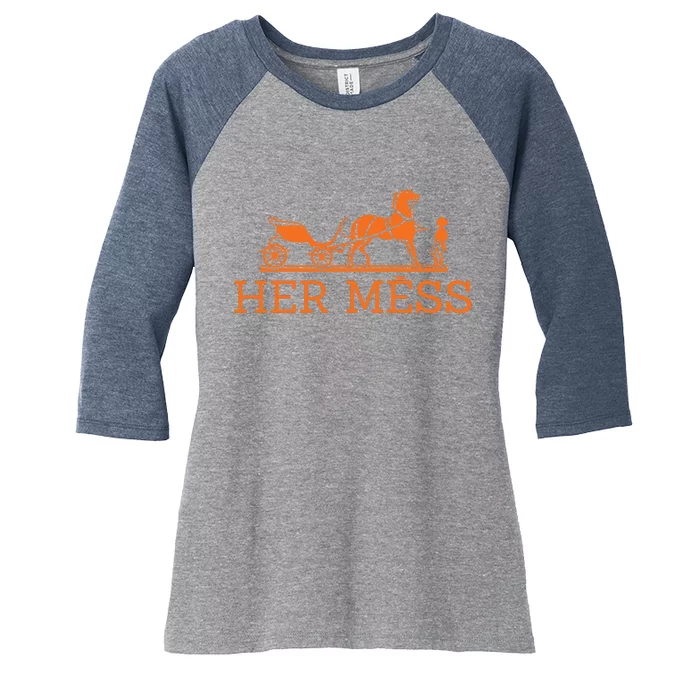 Her Mess Horse Carriage Funny Women's Tri-Blend 3/4-Sleeve Raglan Shirt