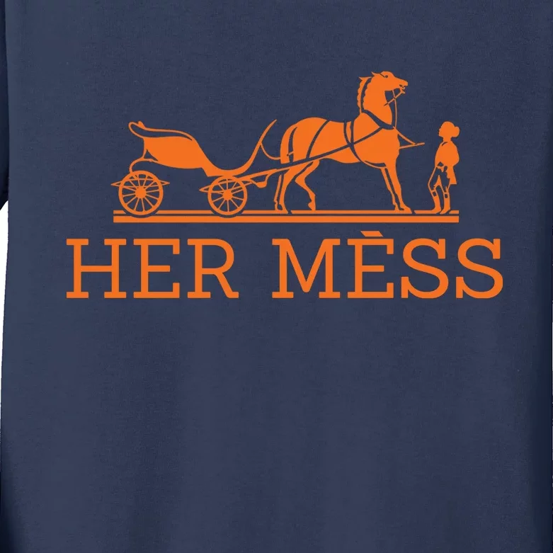 Her Mess Horse Carriage Funny Kids Long Sleeve Shirt