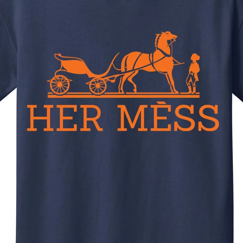 Her Mess Horse Carriage Funny Kids T-Shirt