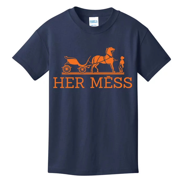 Her Mess Horse Carriage Funny Kids T-Shirt