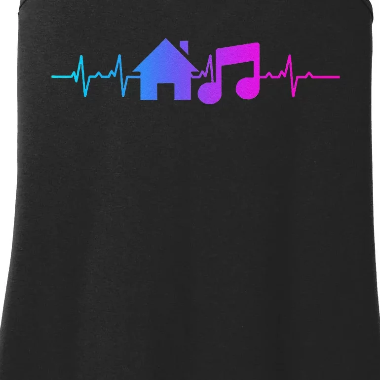 House Music Heartbeat Frequency EDM Lovers DJ Raver Trippy Ladies Essential Tank