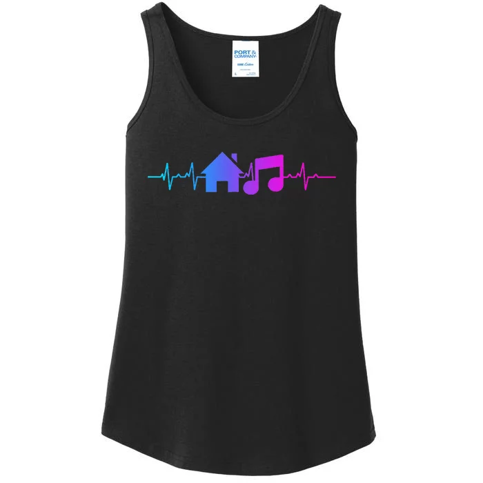 House Music Heartbeat Frequency EDM Lovers DJ Raver Trippy Ladies Essential Tank