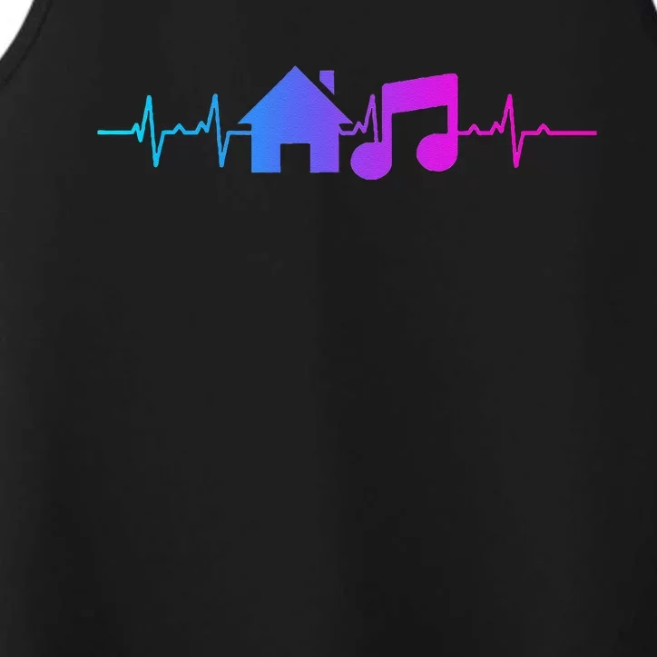 House Music Heartbeat Frequency EDM Lovers DJ Raver Trippy Performance Tank