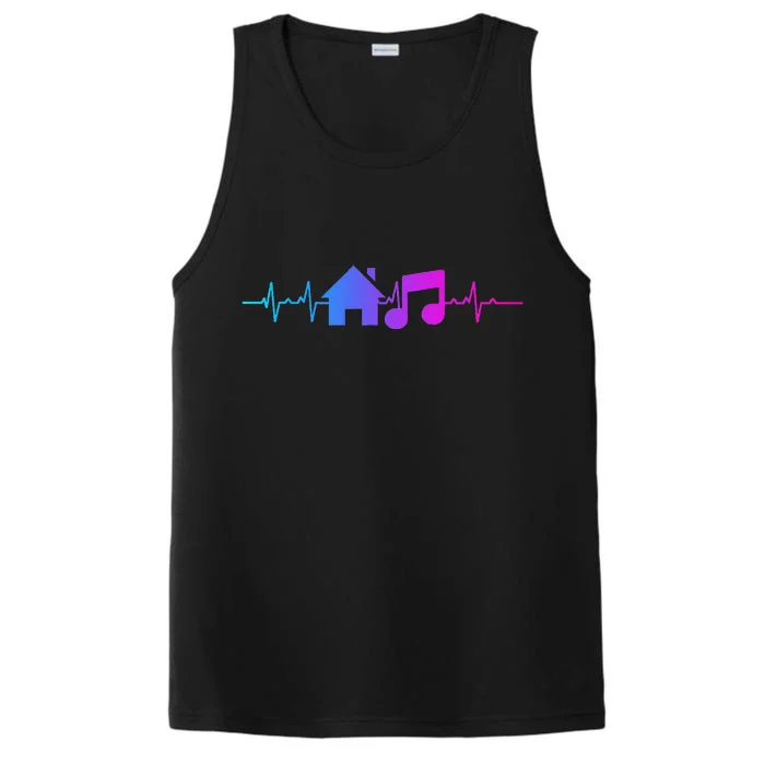 House Music Heartbeat Frequency EDM Lovers DJ Raver Trippy Performance Tank