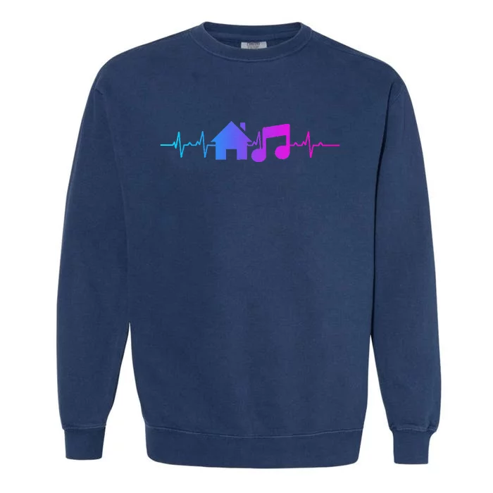 House Music Heartbeat Frequency EDM Lovers DJ Raver Trippy Garment-Dyed Sweatshirt