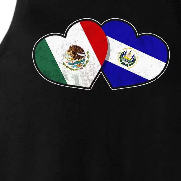 Half Mexican Half Salvadorian Flag Heart Mexico El Salvador Ladies Tri-Blend Wicking Tank