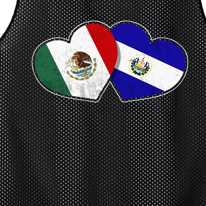 Half Mexican Half Salvadorian Flag Heart Mexico El Salvador Mesh Reversible Basketball Jersey Tank