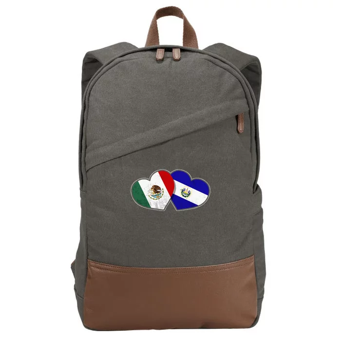 Half Mexican Half Salvadorian Flag Heart Mexico El Salvador Cotton Canvas Backpack